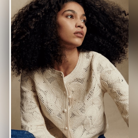 Sezane Sweaters - Sezane Cream Lace Knit Cardigan